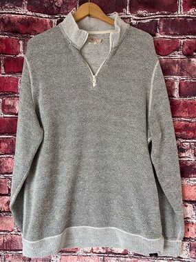 Faherty Legend Quarter Zip Sweater Grey Herringbone